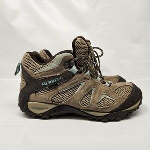 Merrell Womens Size 8.5 Yokota 2 J77386 Hiking Boots Beige Seafoam Blue Lace Up